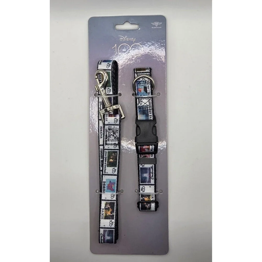 Disney 100 Years of Wonder Pet Collar & Leash Set Stamp Collage Buckle-Down Med